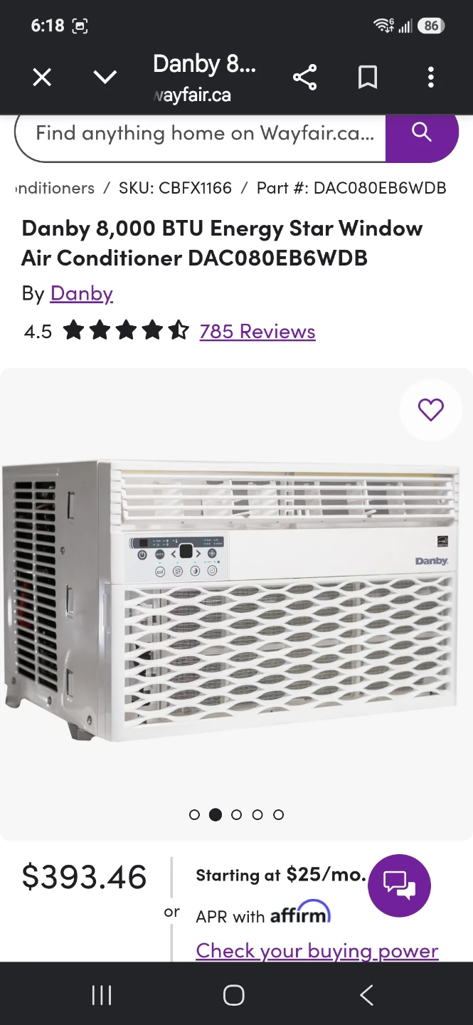 Danby 8,000 BTU Energy Star Window Air Conditioner