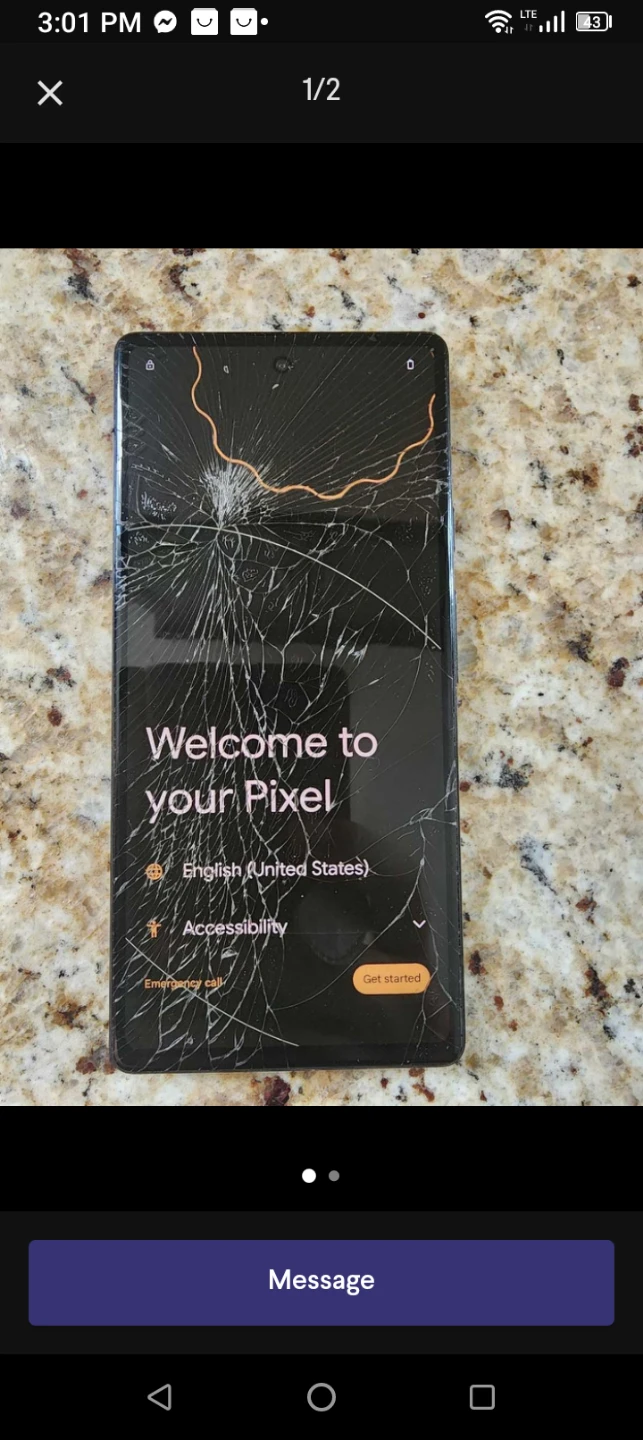 Google Pixel 6 Charcoal crack locked