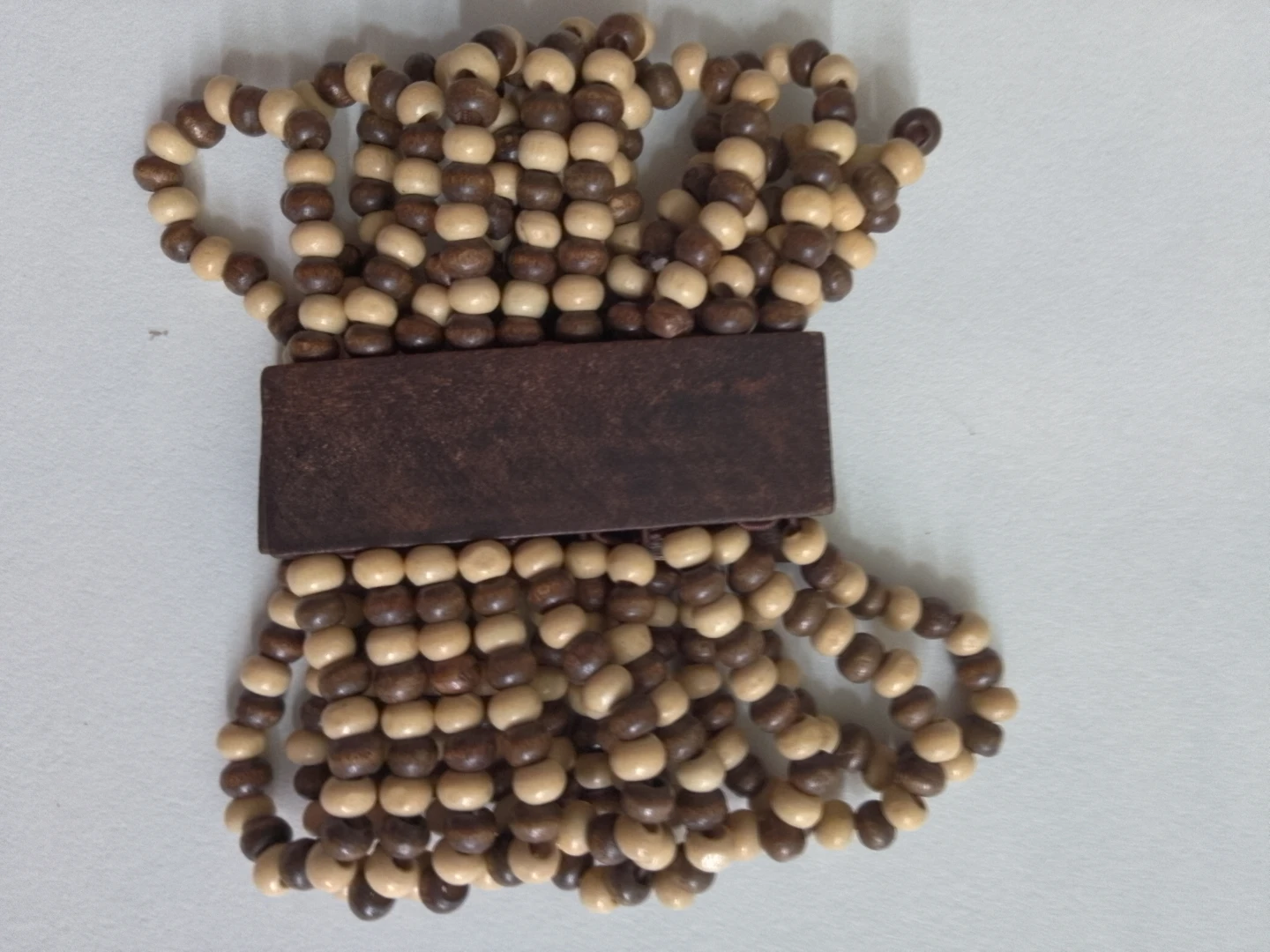 Two-tone brown wooden bead bracelet