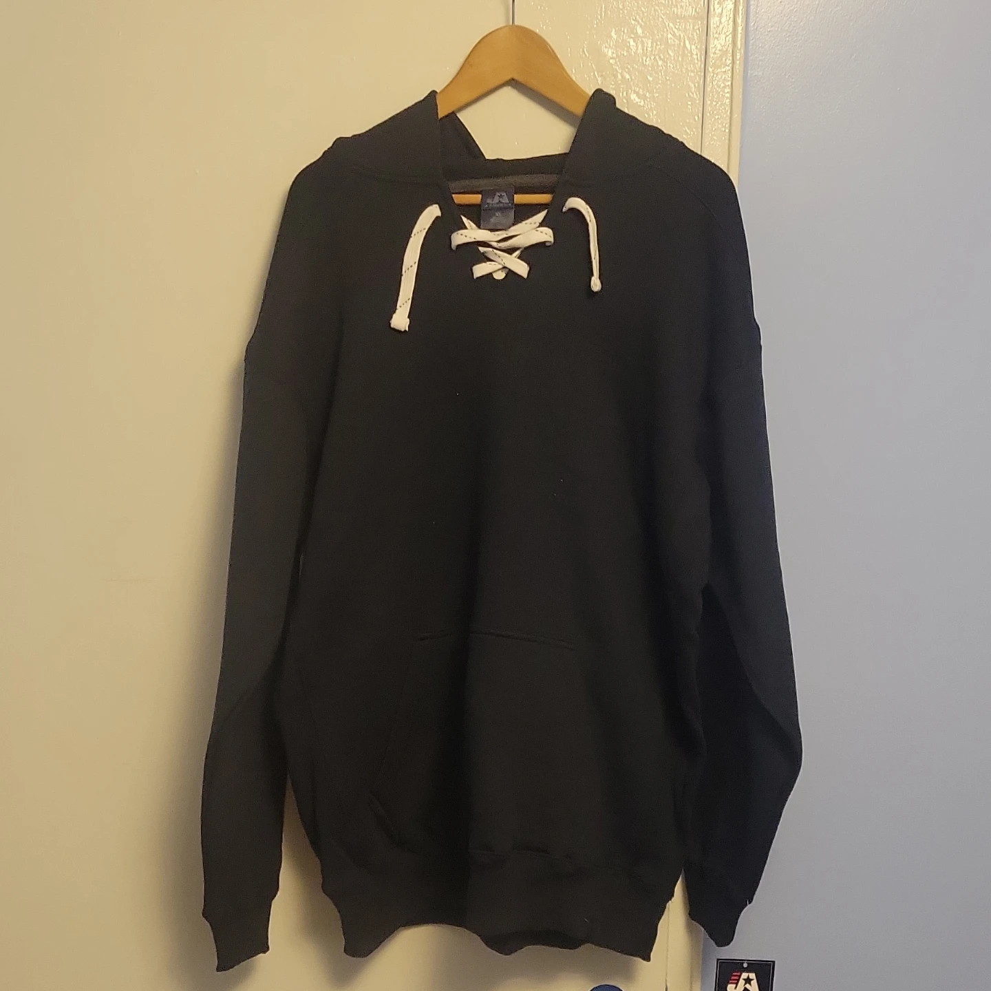 J America Hoodie XL Black Lace Up Hooded Sweatshirt