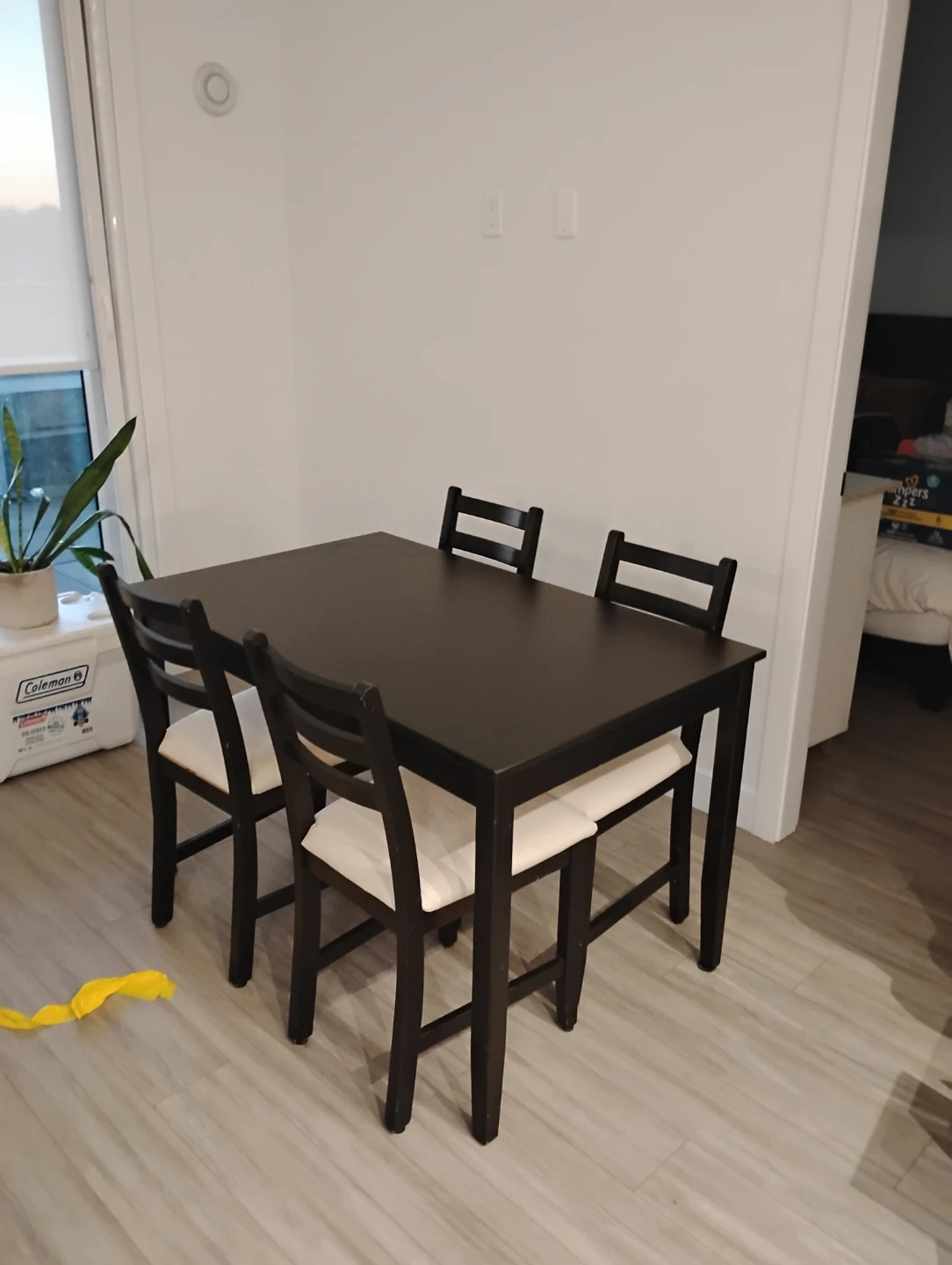 Black Dining Table Set with 4 Chairs