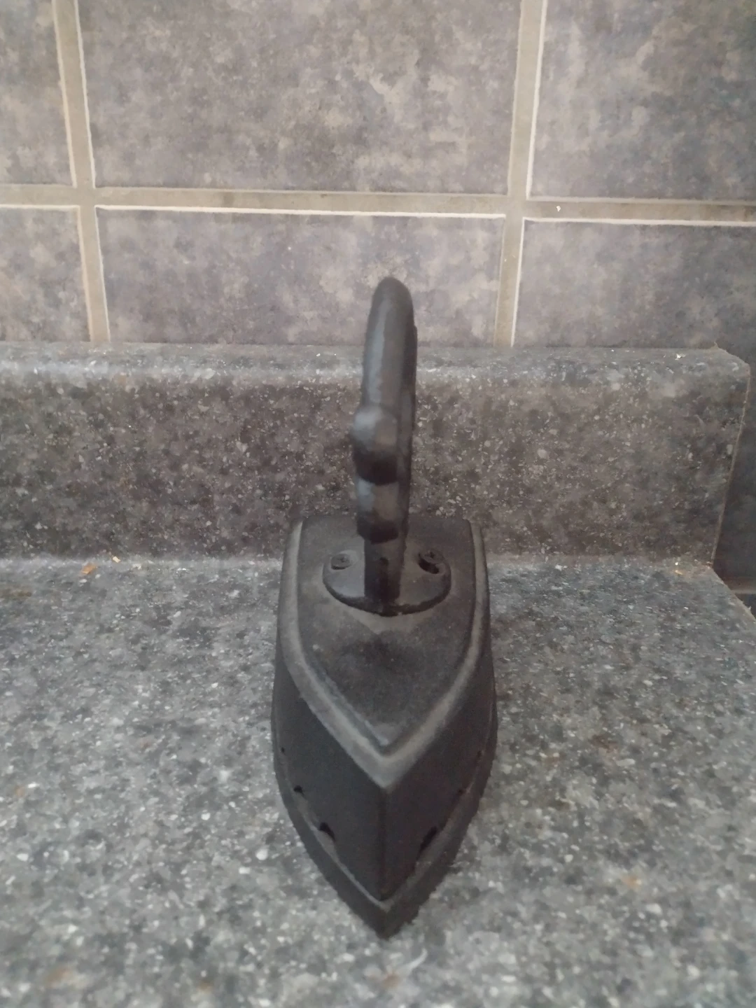 Antique Cast Iron Clothes Iron with Decorative Handle - photo 2