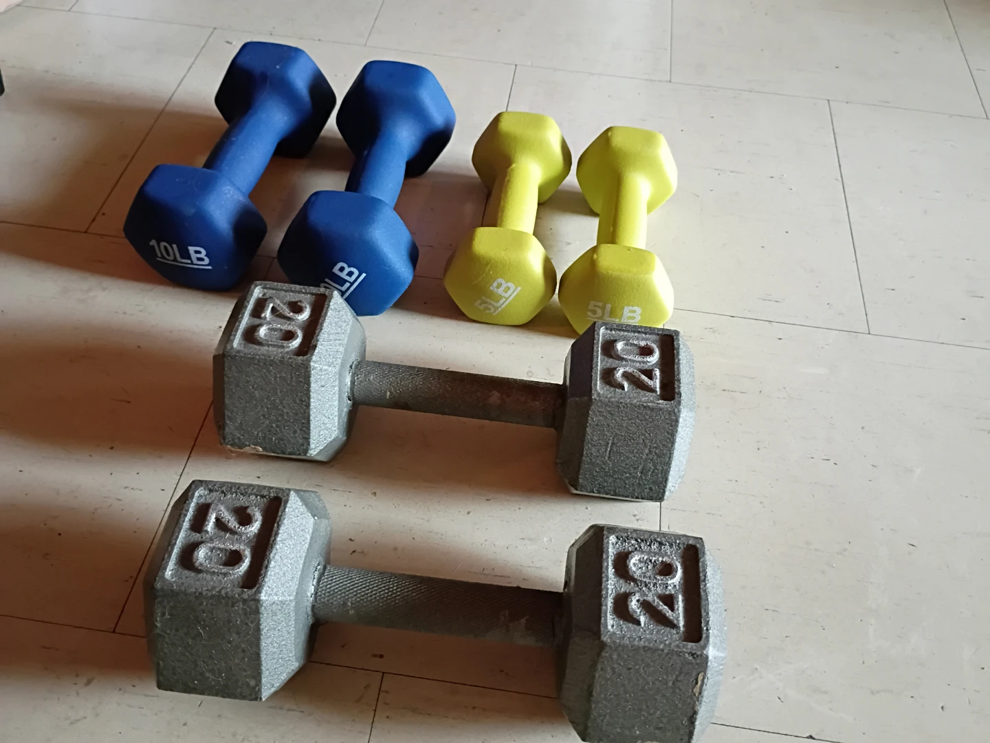 Set of Dumbbells (5lb, 10lb, 20lb)
