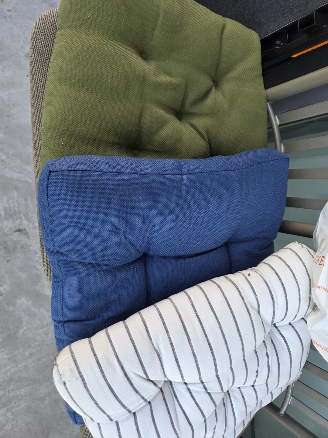 Set of 3 Chair Cushions - Green, Blue & Striped