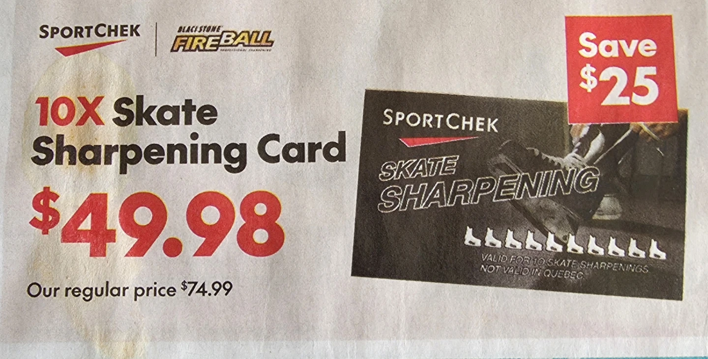 Sport Chek 10x Skate Sharpening Card - photo 3