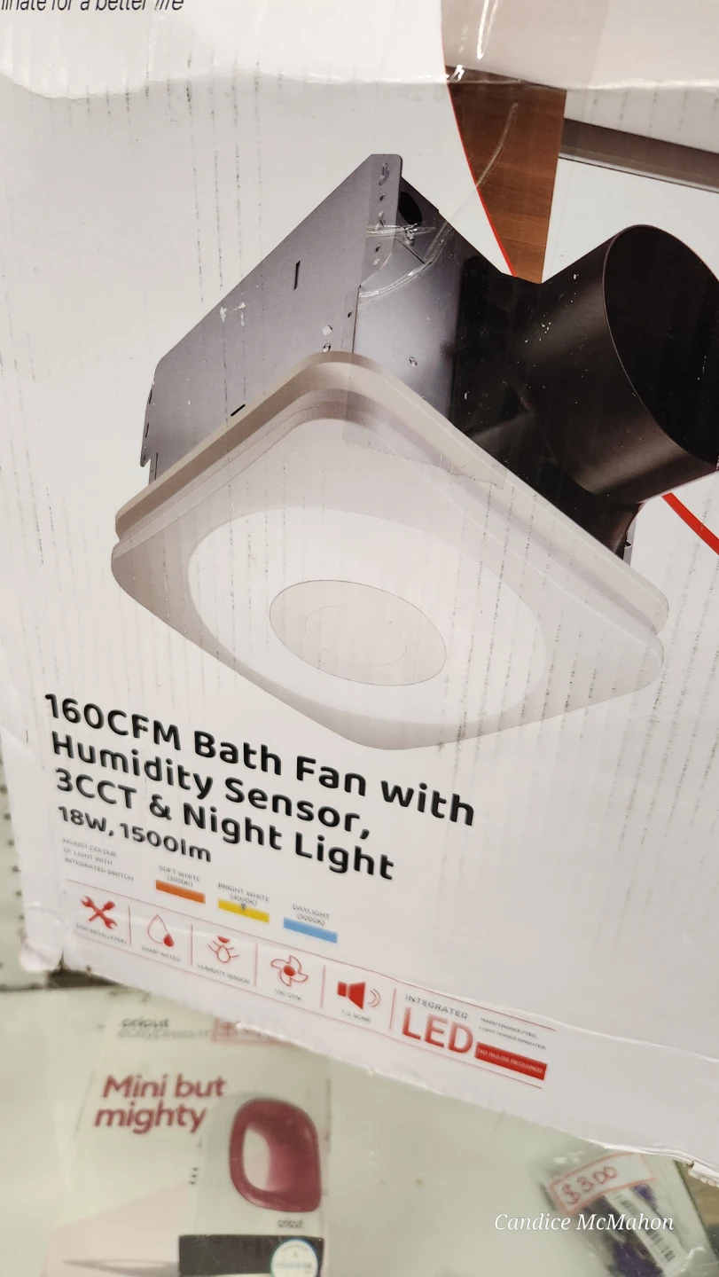 160CFM Bath Fan with Humidity Sensor, Night Light