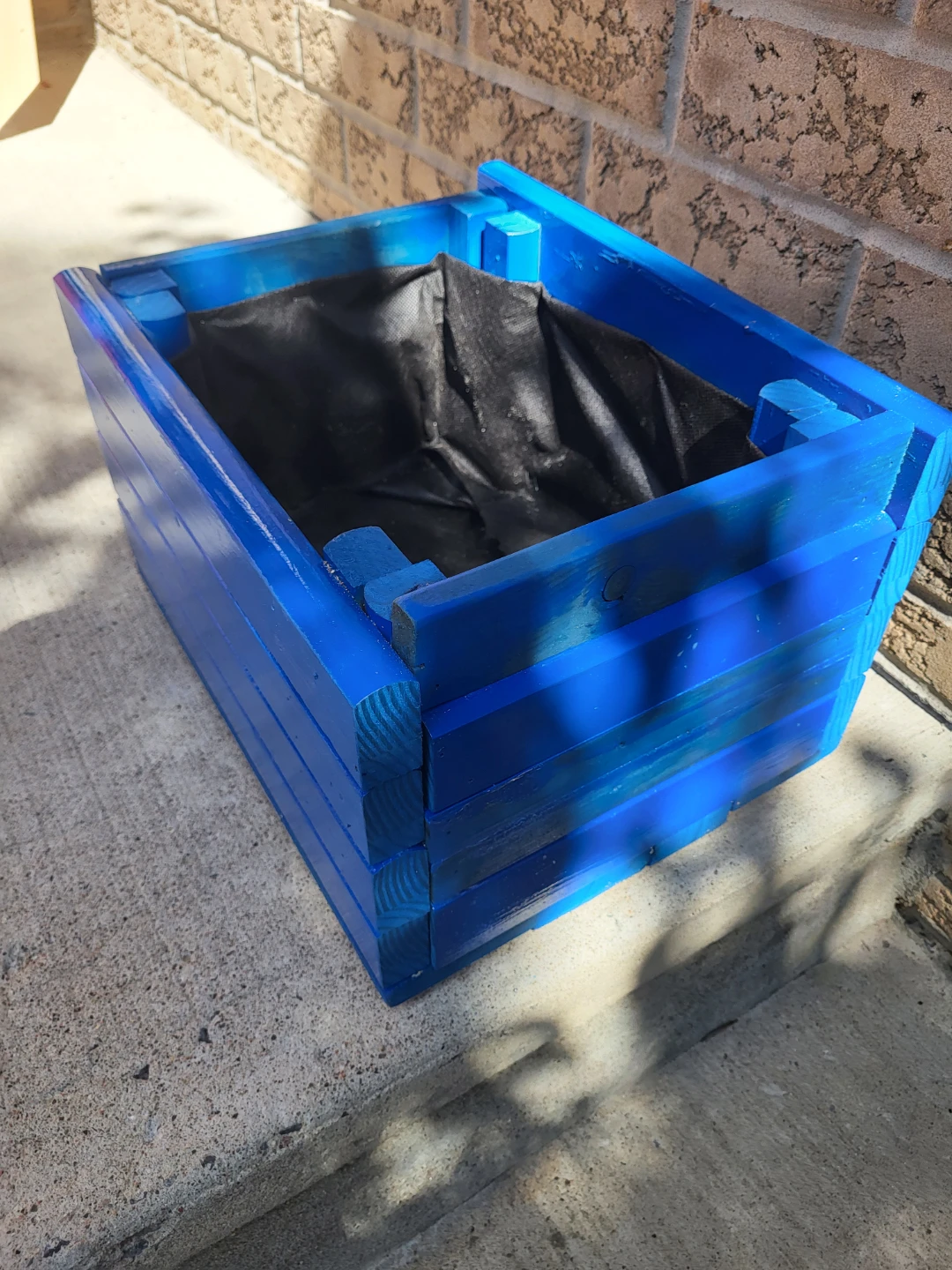 Rustic Blue Wooden Planter Box with Liner