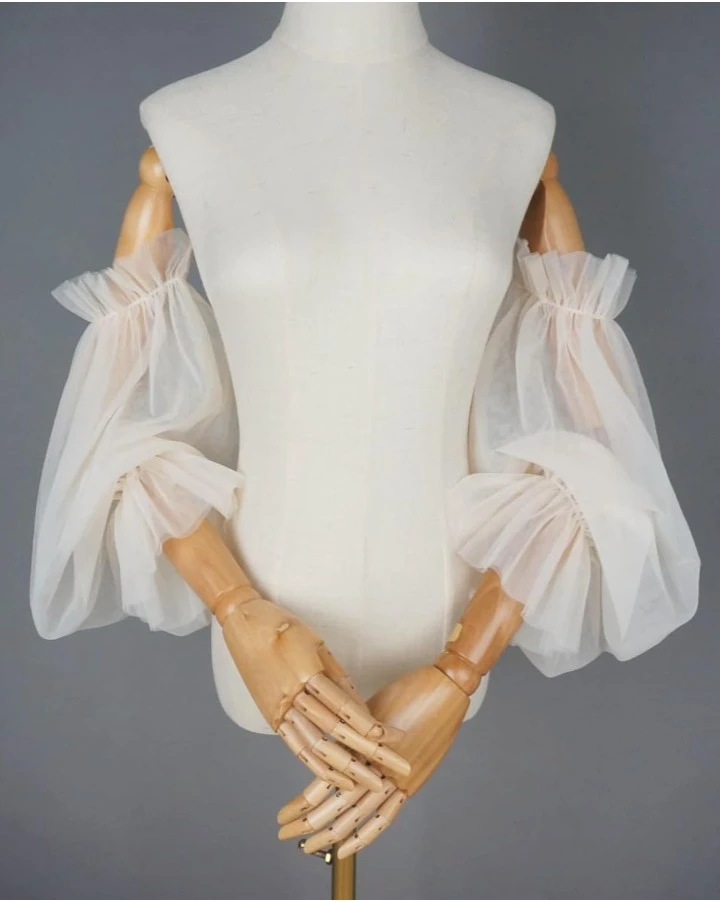 Removable Puff Sleeves for Wedding Dress Tulle - photo 2