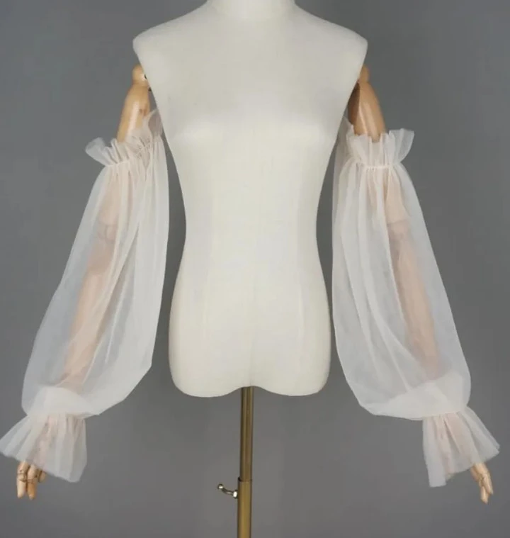 Removable Puff Sleeves for Wedding Dress Tulle - photo 5