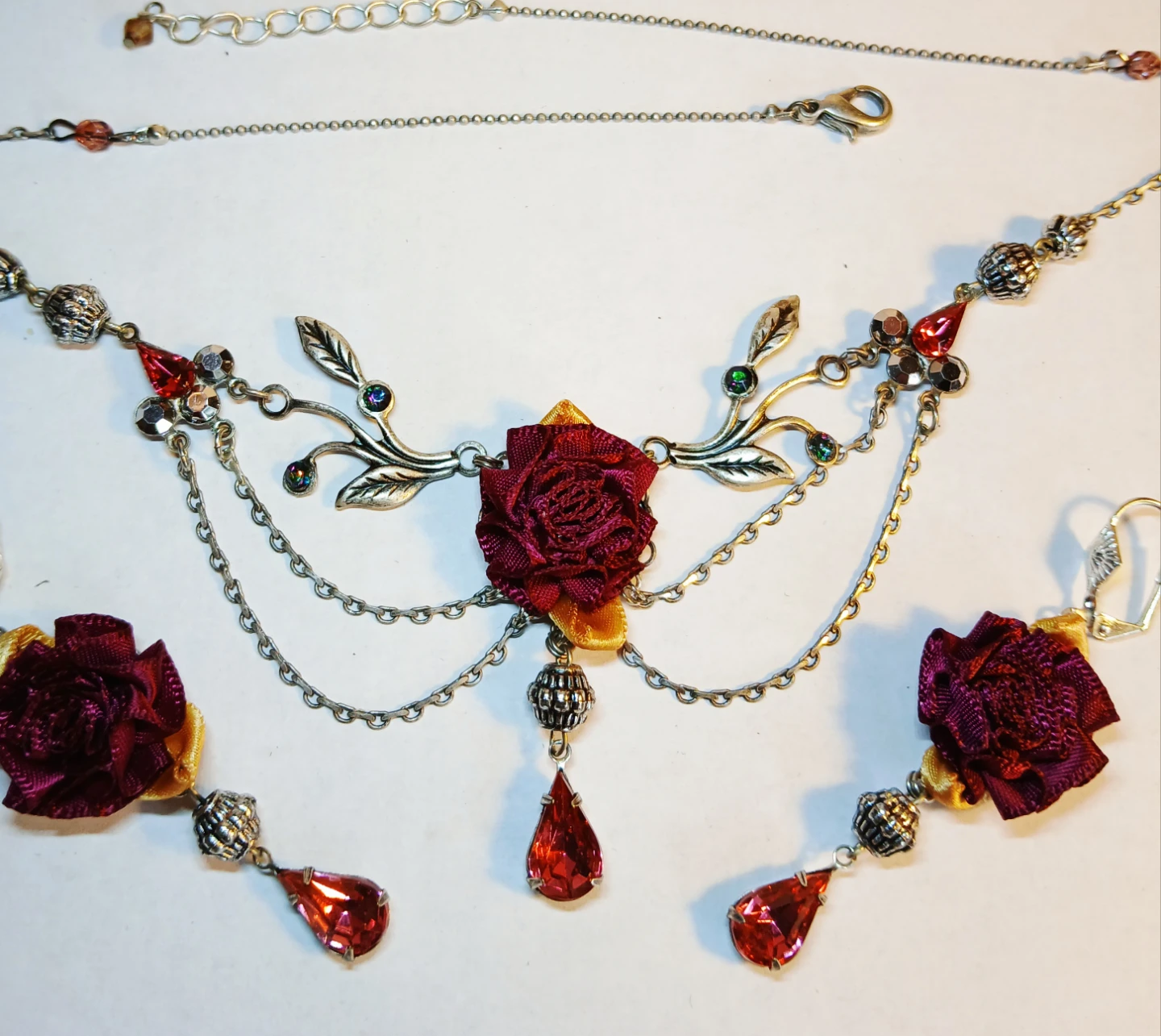 Handmade Rose Choker Necklace and Earring Set - photo 3