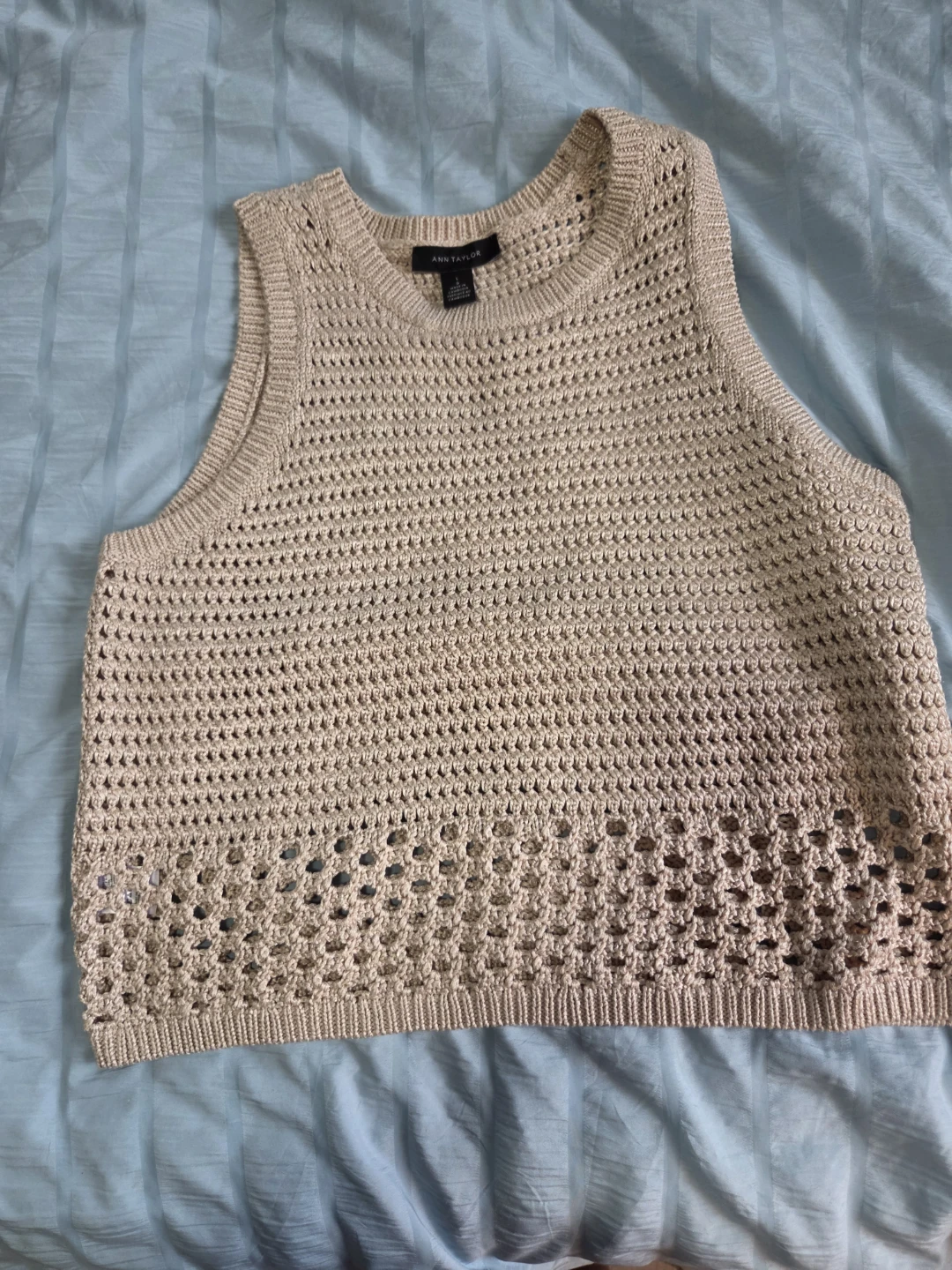 Ann Taylor Tan Crocheted Tank Top