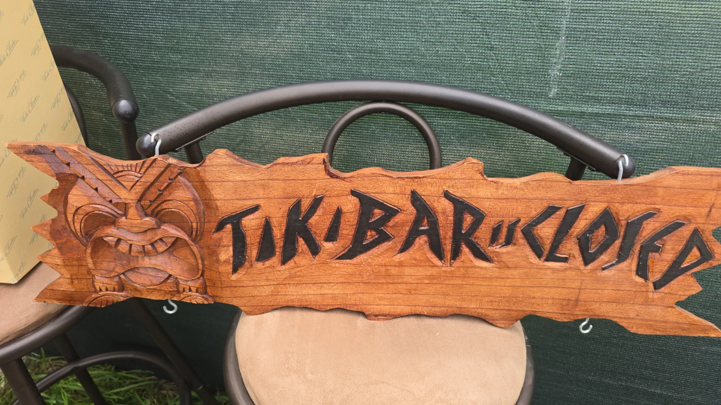 Carved Wooden Tiki Bar Open/Closed Sign - photo 2
