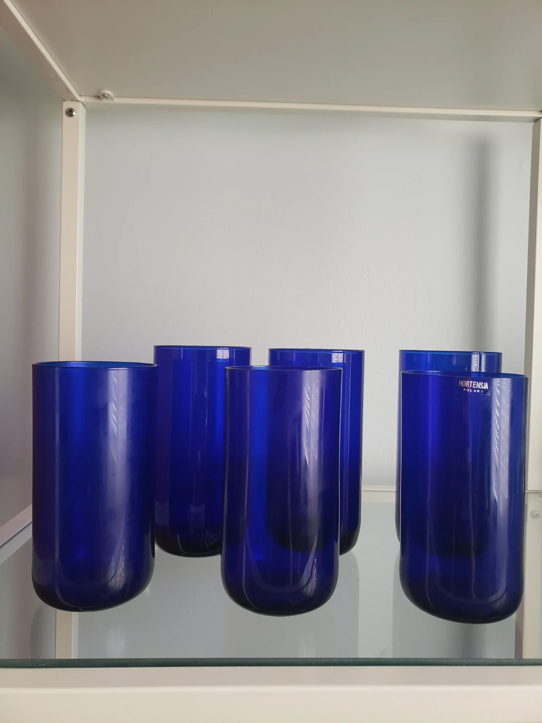 Hortensja Poland Blue Glass Tumblers Set of 6