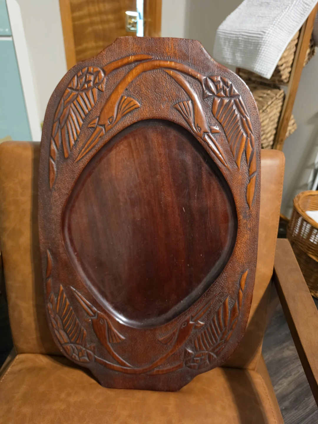 Vintage Carved Wooden Wall Art with Birds