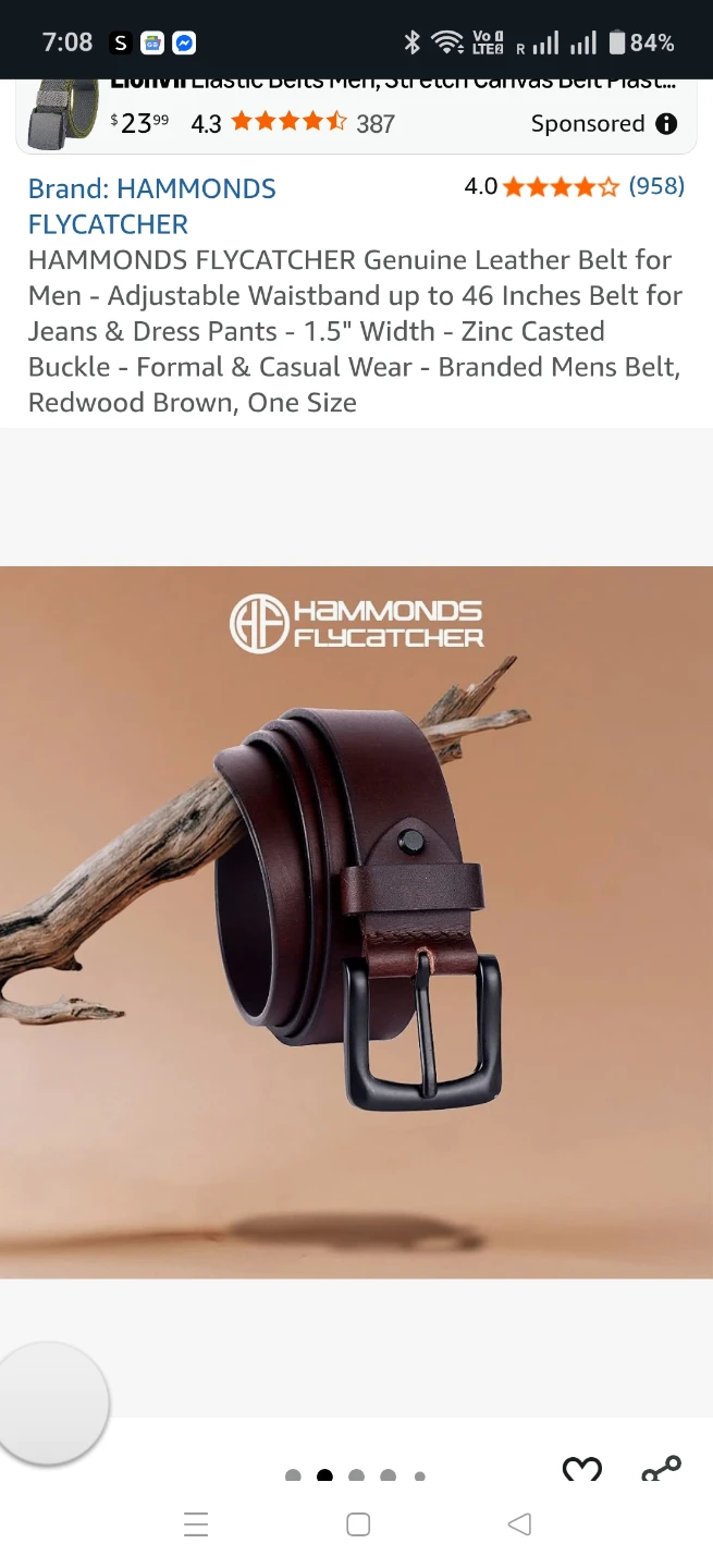 HAMMONDS FLYCATCHER Genuine Leather Belt