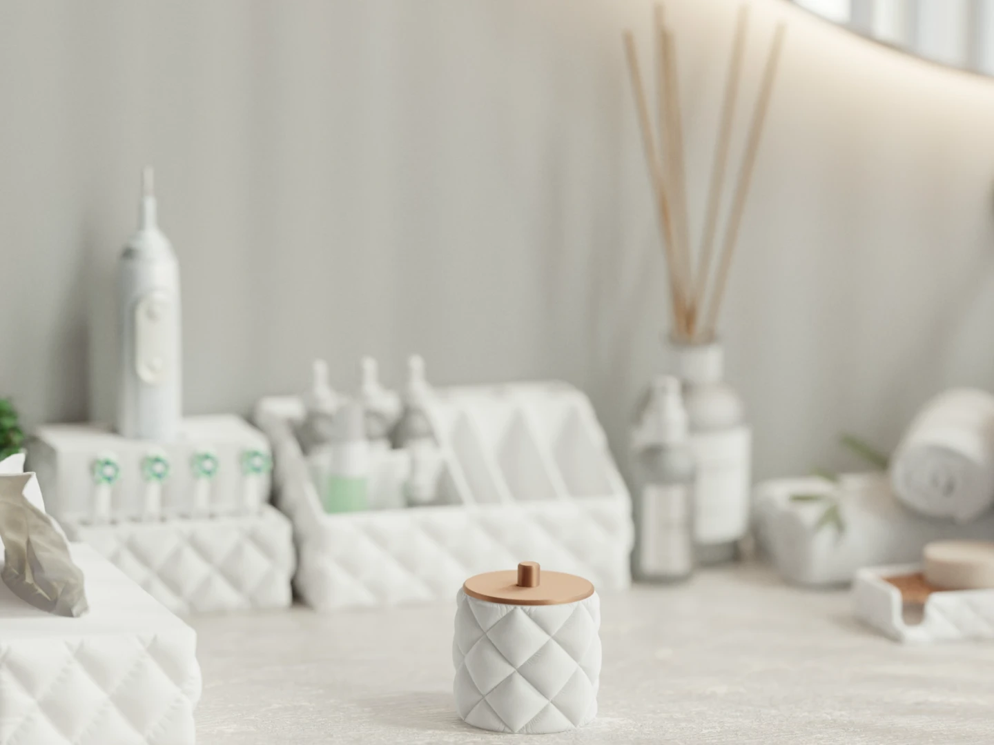 White Quilted six piece vanity set - photo 5