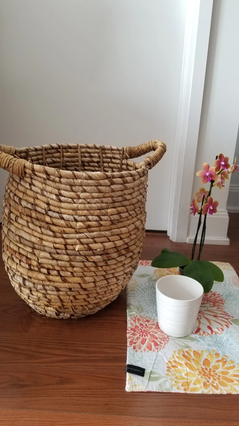 Woven Basket +Piccola Orchid + White Ceramic pot+ Table mat