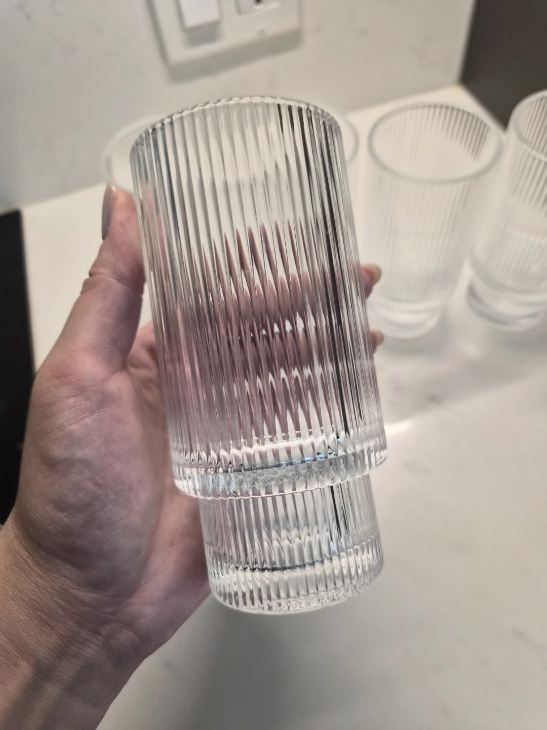 Set of 5 Ribbed Tumbler Glasses - 11 oz - photo 2