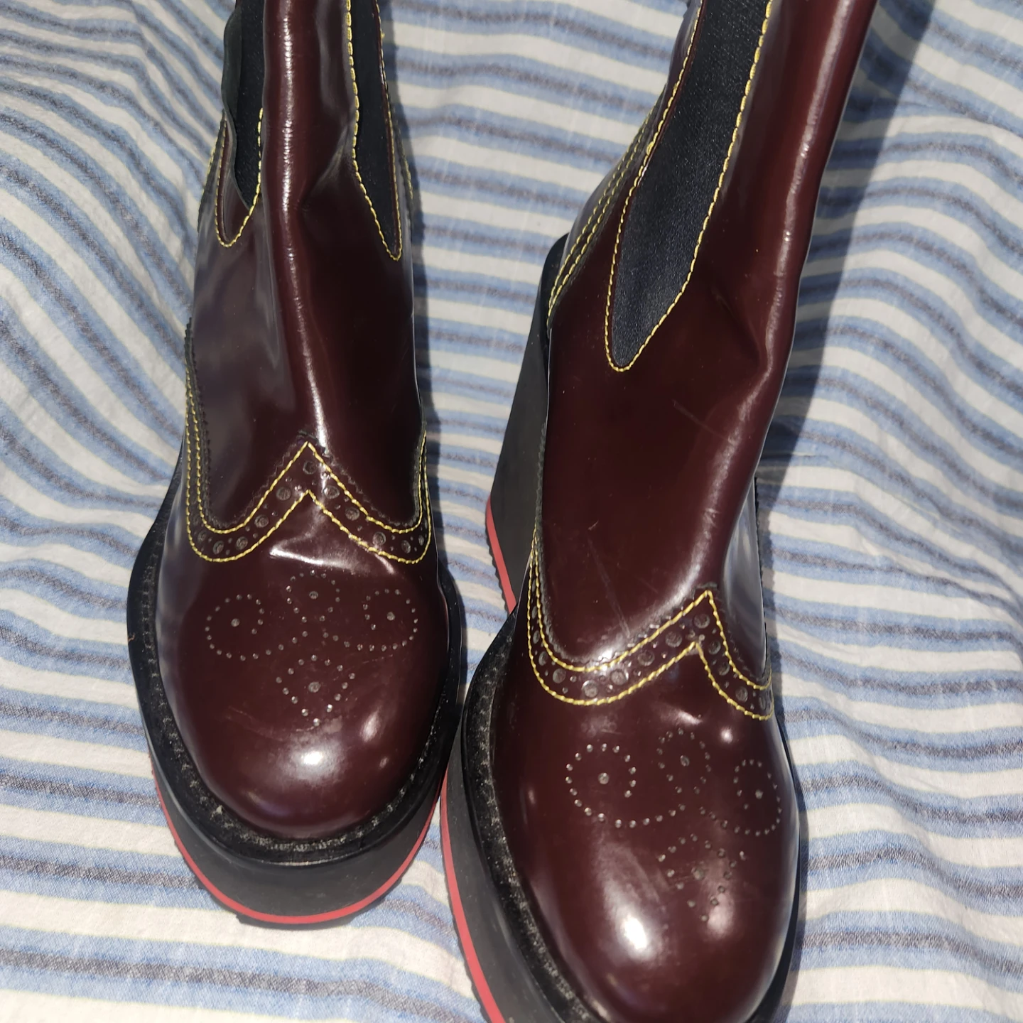 Burgundy platform Chelsea boots