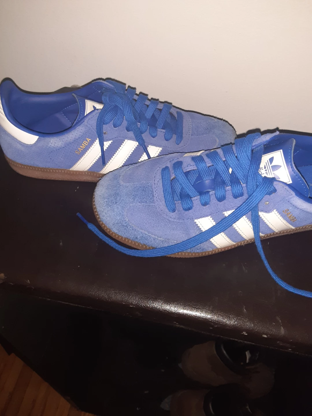 Adidas Samba blue suede sneakers