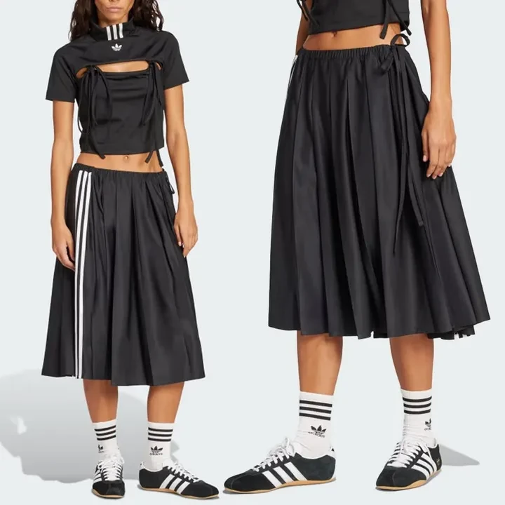 Adidas Pleated Skirt Black with 3-Stripes - photo 3