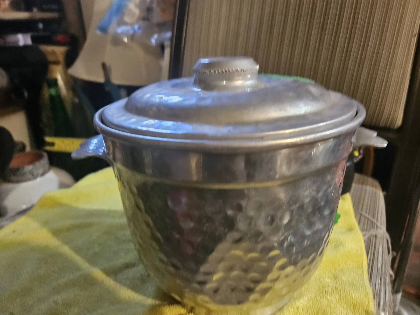 Nasco Italy Hammered Aluminum Ice Bucket with Lid - photo 2