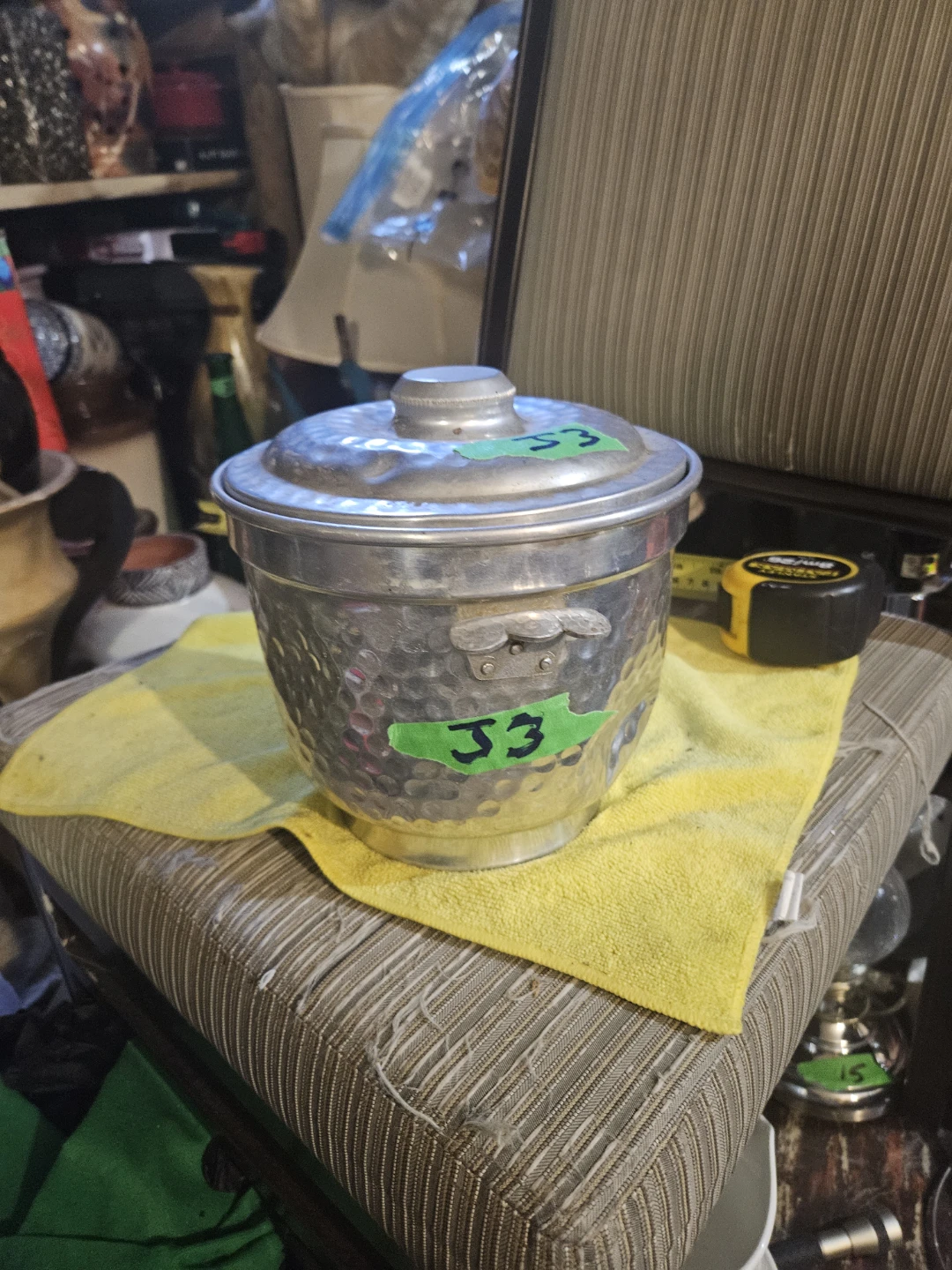 Nasco Italy Hammered Aluminum Ice Bucket with Lid - photo 3