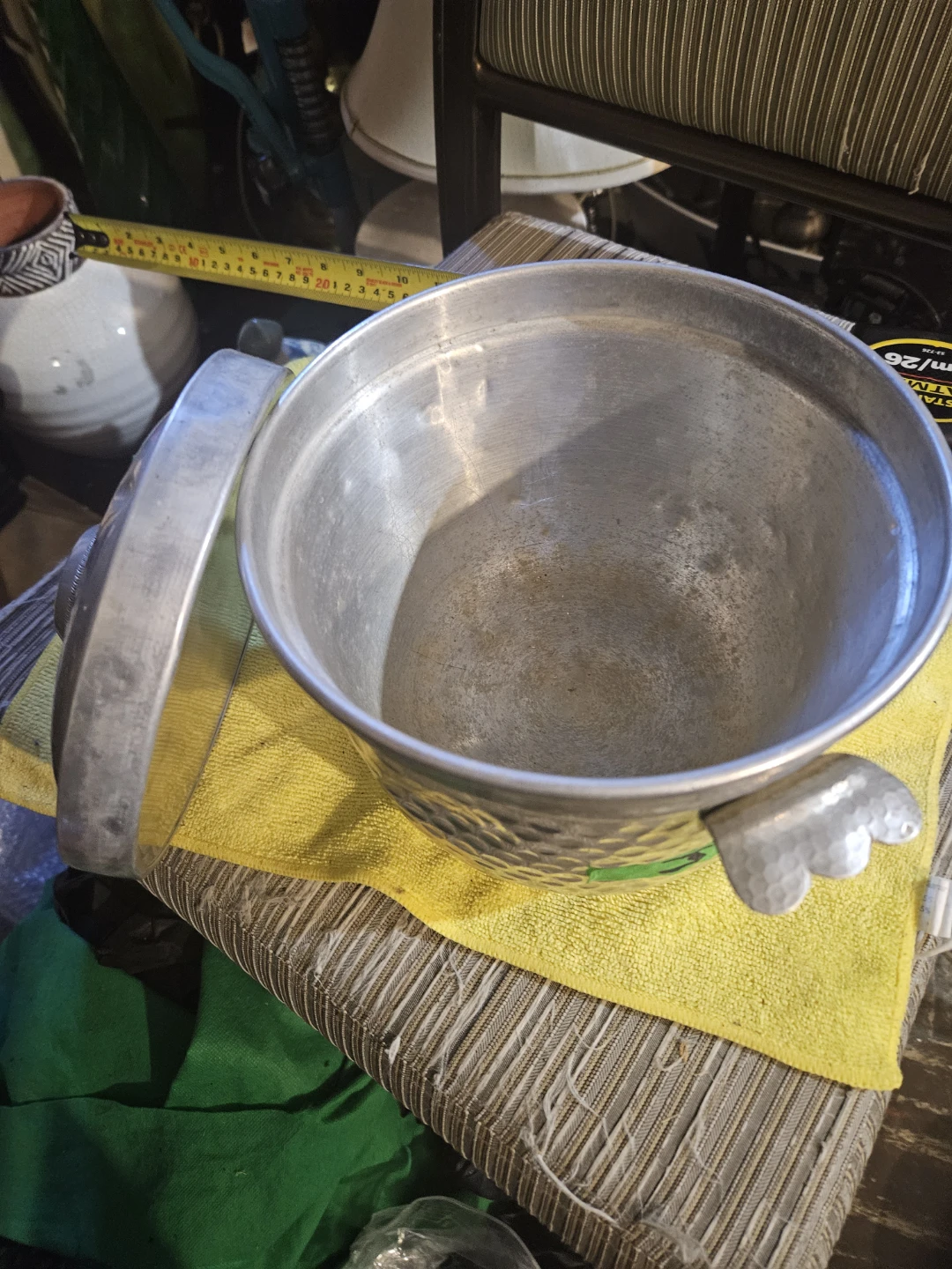 Nasco Italy Hammered Aluminum Ice Bucket with Lid - photo 4
