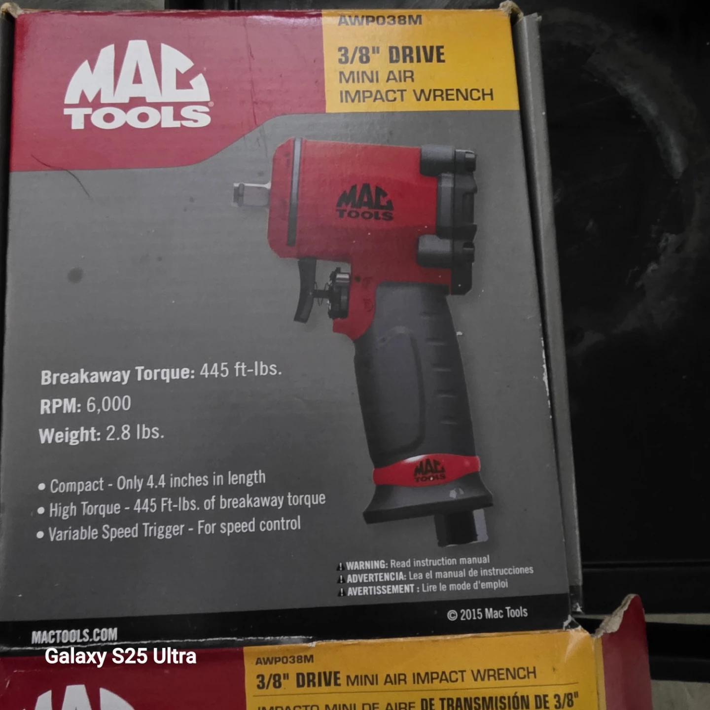 MAC TOOLS 1/2" Drive Mini Air Impact Wrench AWP050M - photo 4