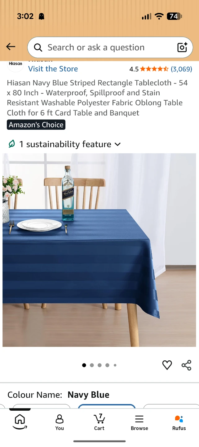 Tablecloth - Navy Blue Striped - 54 x 54 Inch