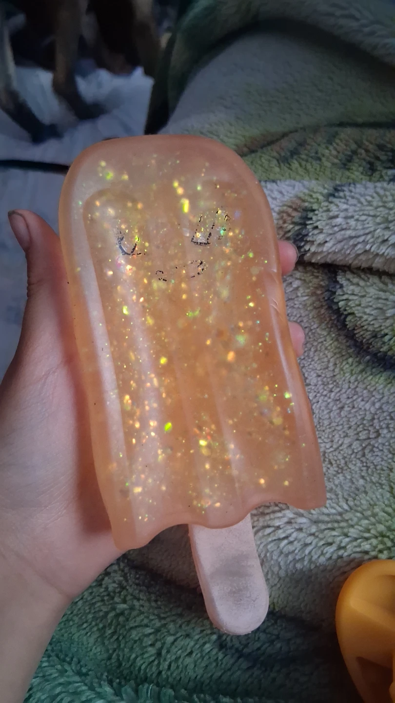 Orange Glitter  Popsicle Squishy Toy