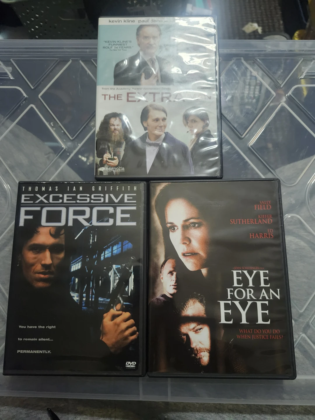 The Extra, Excessive Force, Eye for an Eye DVDs