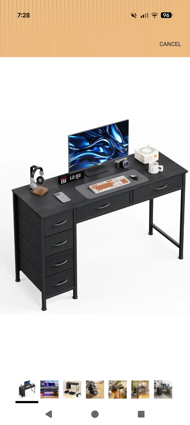 Black 6-Drawer Computer Desk