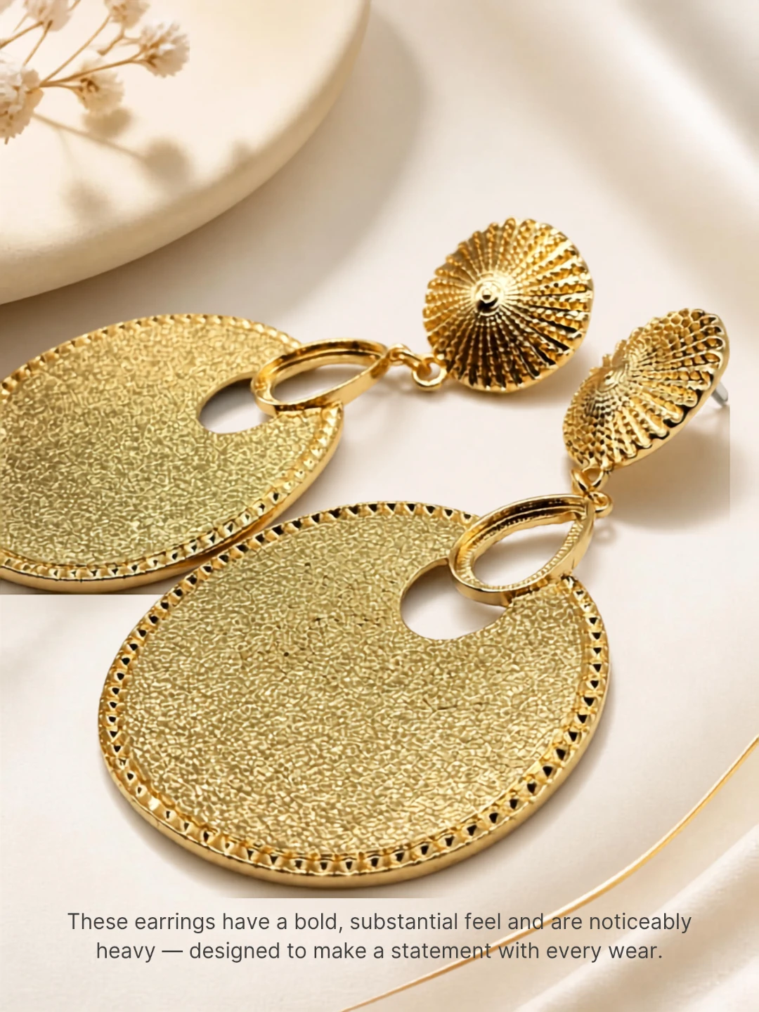 Gold Statement round Earrings