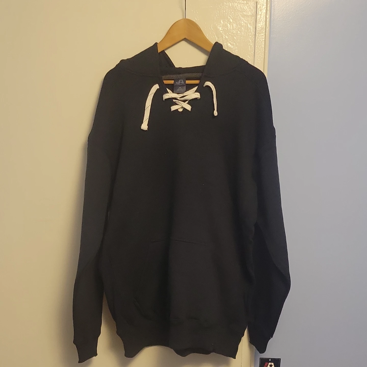 J America Hoodie XL Black Lace Up Hooded Sweatshirt - photo 2