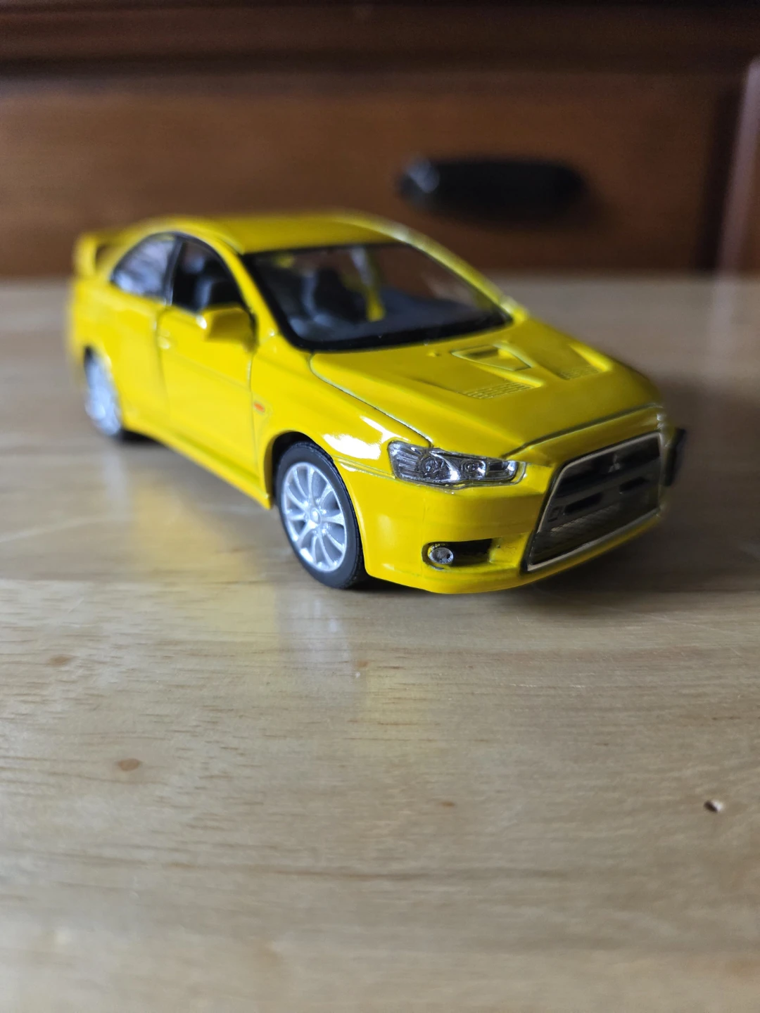 Yellow 2008 Mitsubishi Lancer Evolution X Toy Car