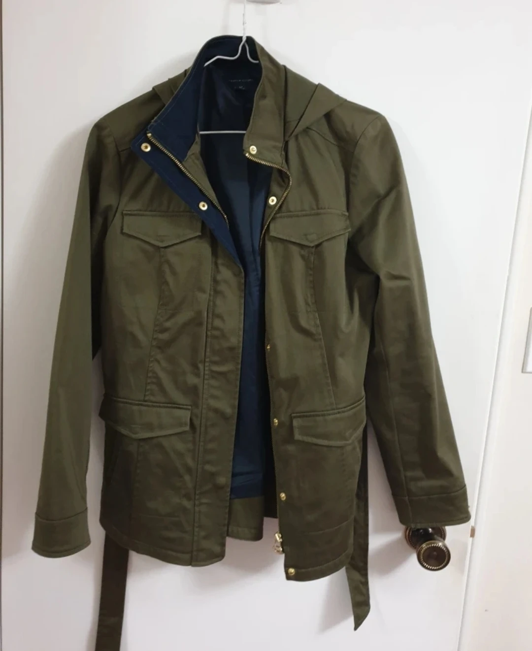 Tommy Hilfiger Green Hooded Utility Jacket with Belt