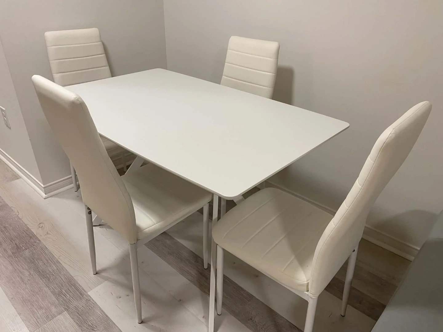 White Dining Table Set with 4 Chairs