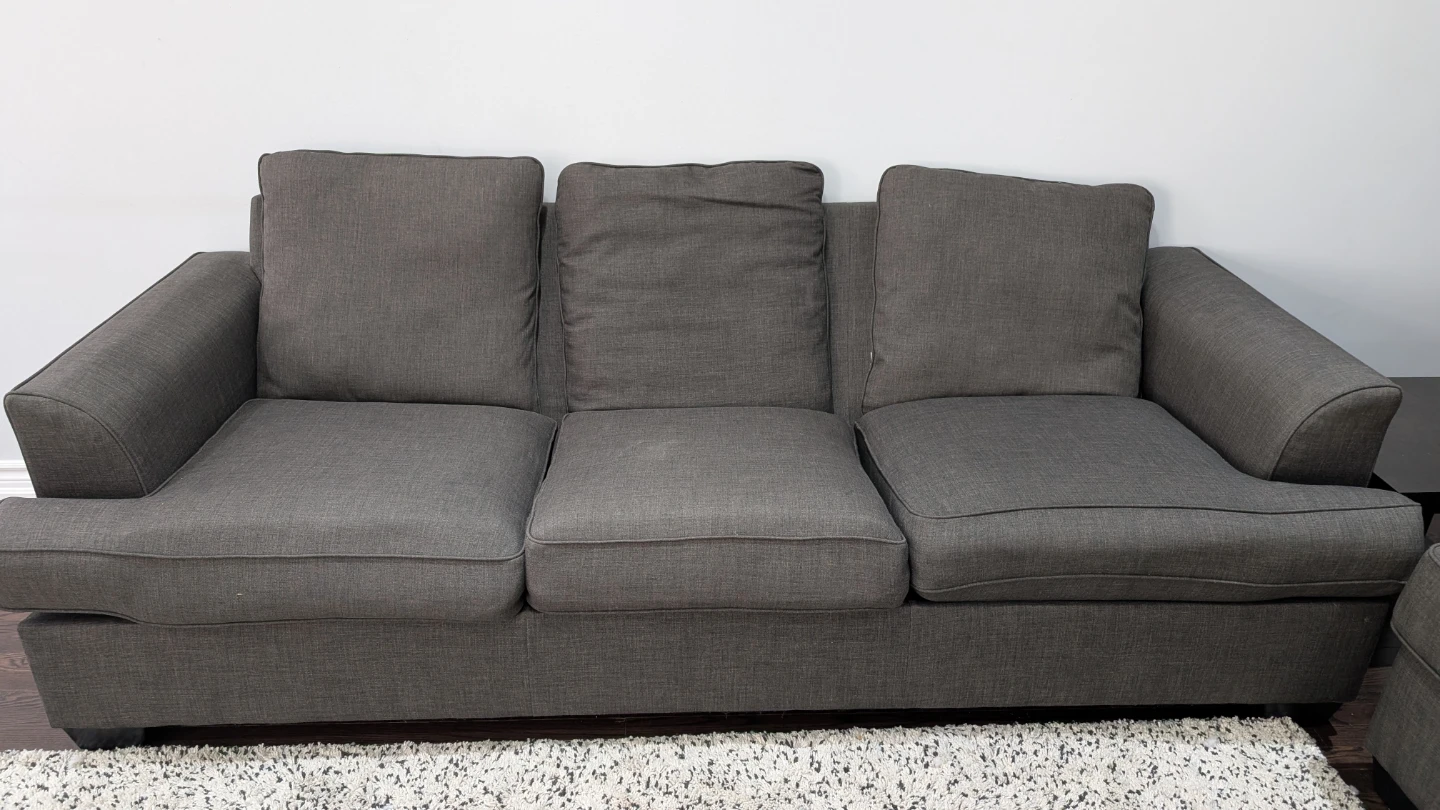 3-Seater and 2-Seater Grey Fabric Sofa with Decorative Pillows - photo 4