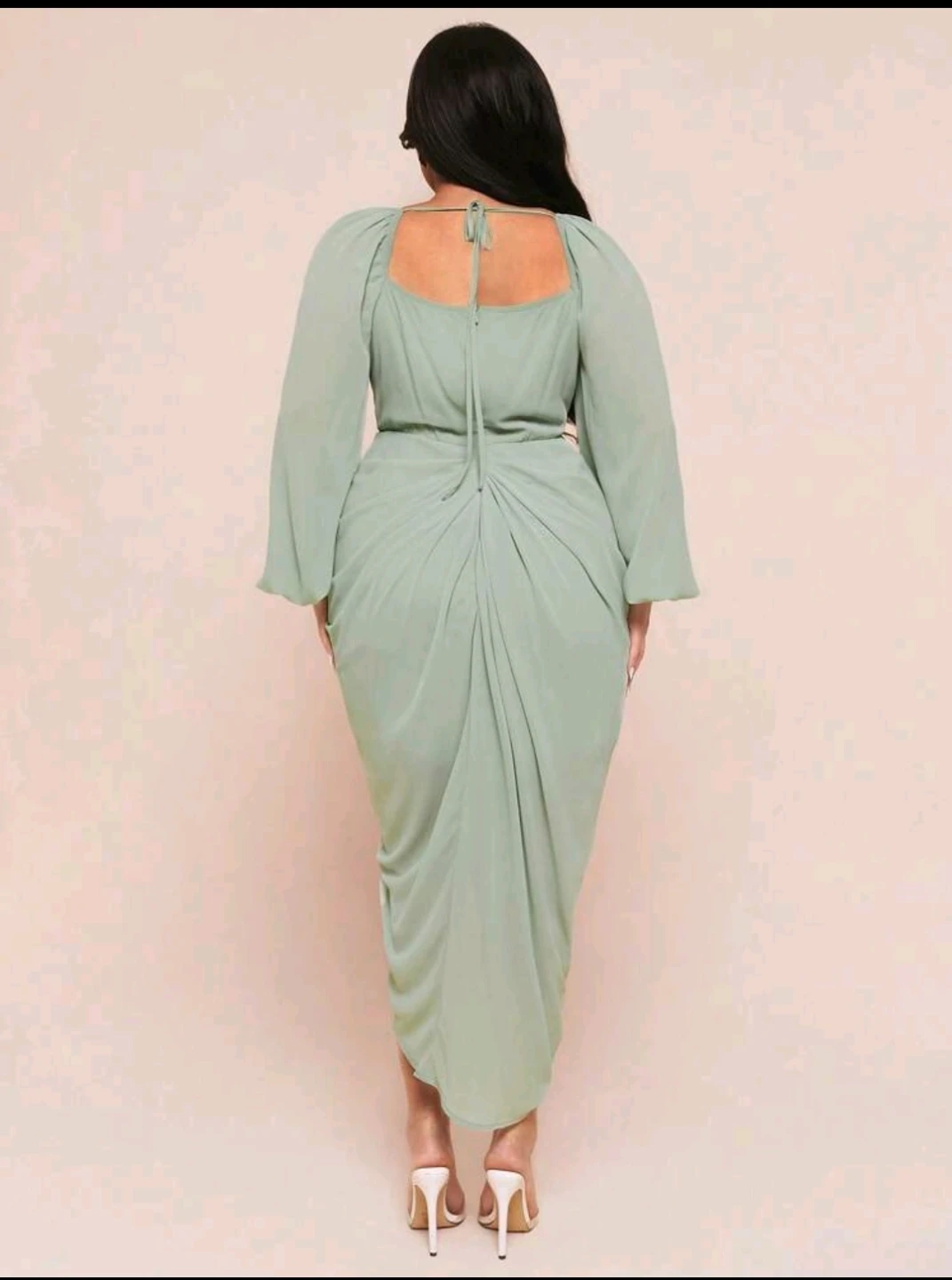 SHEIN CURVE Mint Green Draped Maxi Dress - photo 5