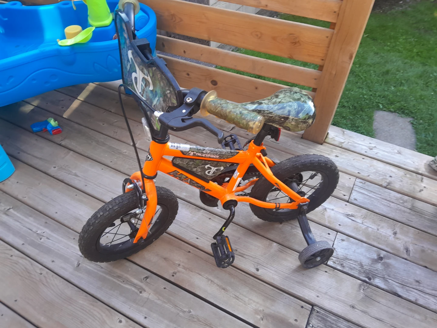 12" Orange Kids Bicycle with Camo Accents