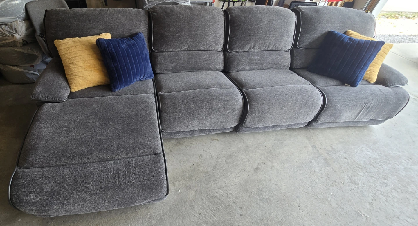 Grey Fabric Sectional Sofa with Chaise - photo 2