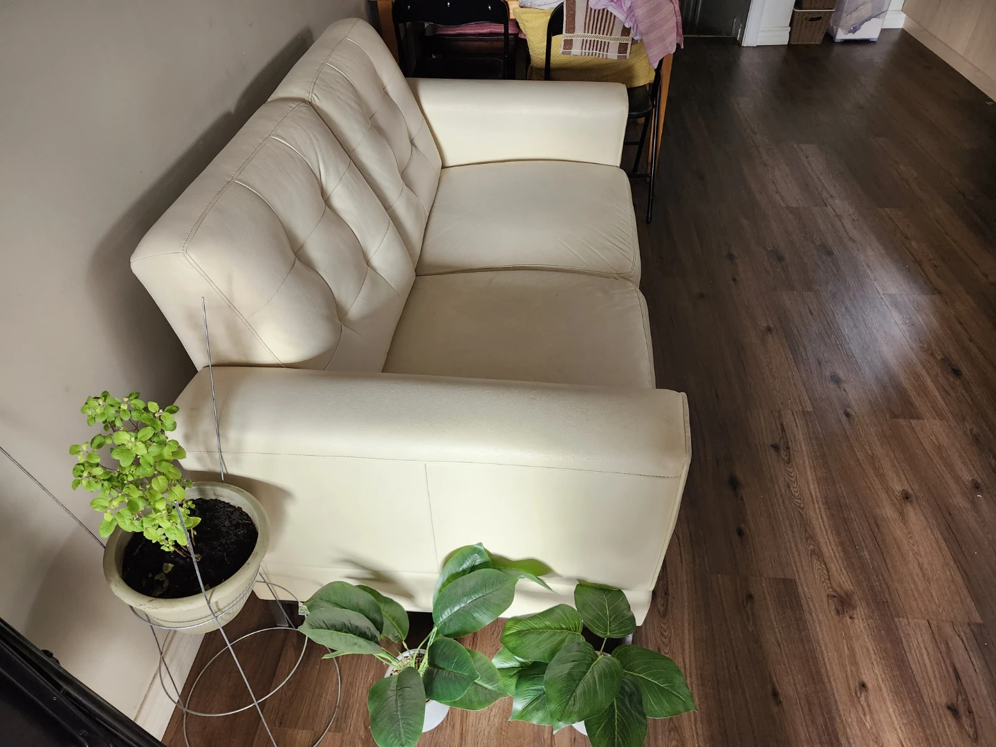 Cream Loveseat Sofa - photo 3