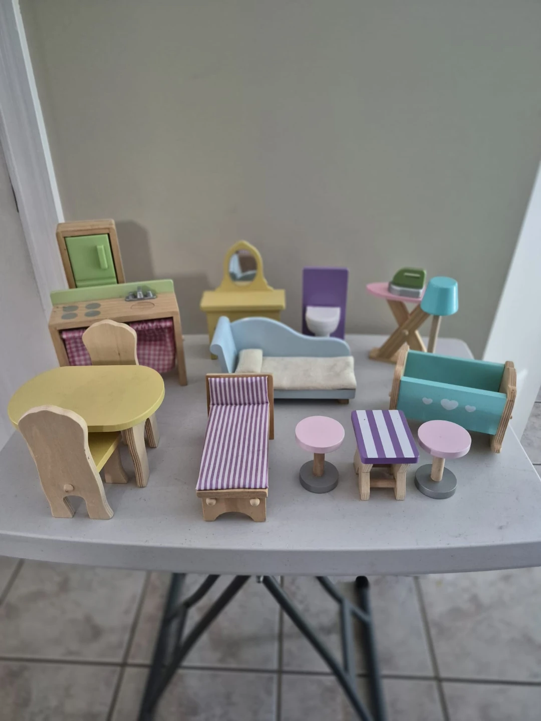 Wooden Dollhouse Furniture Set