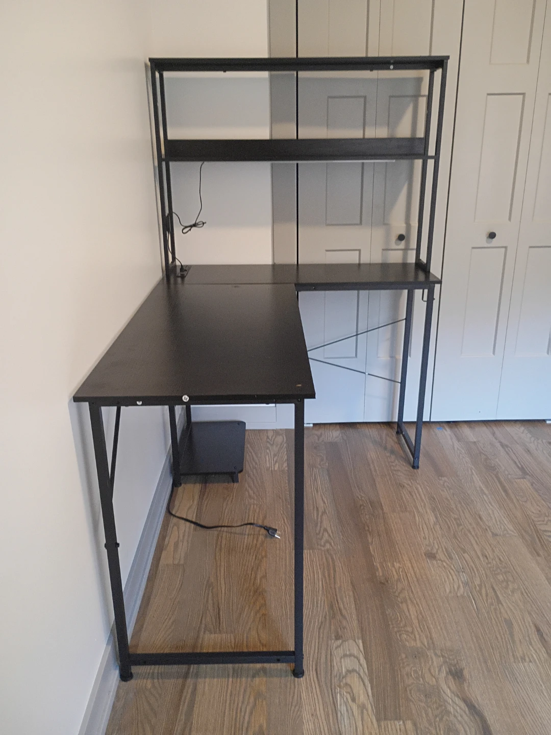 Black L-Shaped Desk with Shelving - photo 4