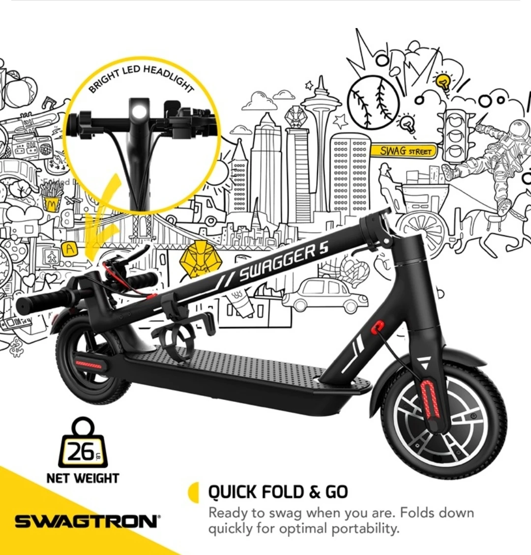 Swagtron SG5 Swagger-5 Boost Electric Scooter Black - photo 4
