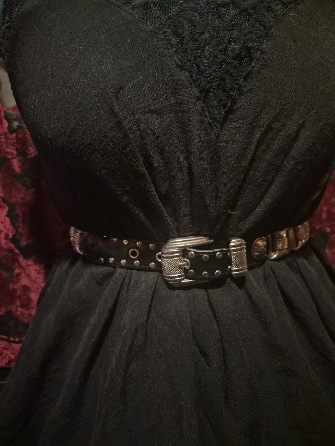Medieval revival  Silver and Black Studded Belt - photo 2