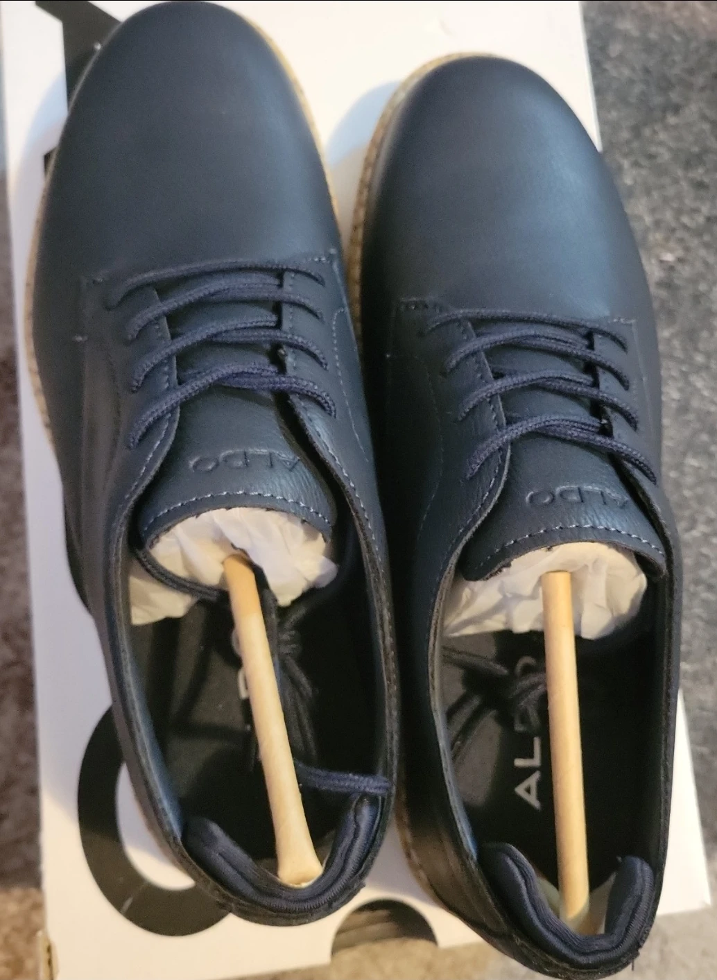 Men's ALDO Blue Leather Lace-Up Dress Shoes - photo 4