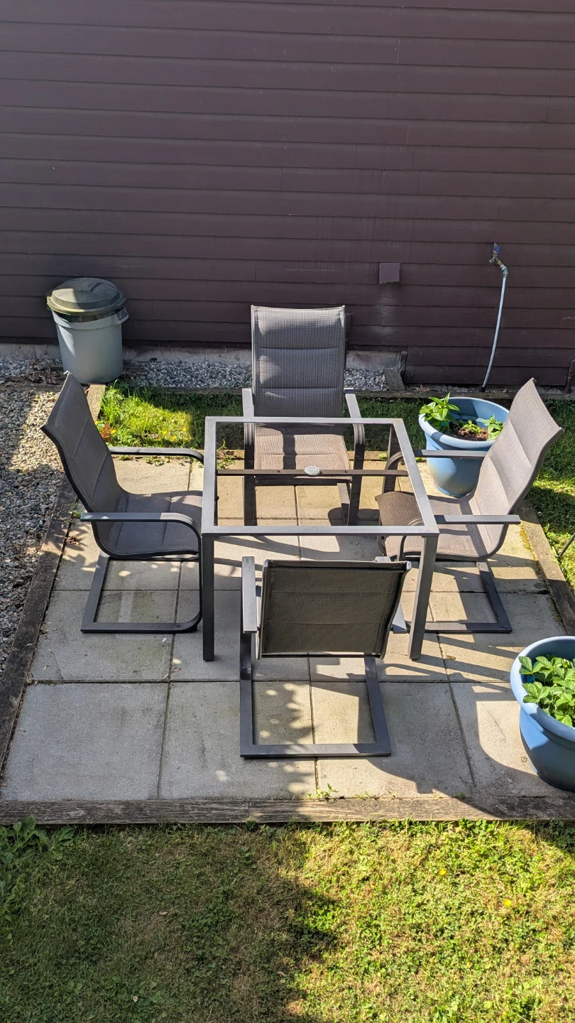 CANVAS Metal Patio Set with Glass top & 4 chairs - photo 2