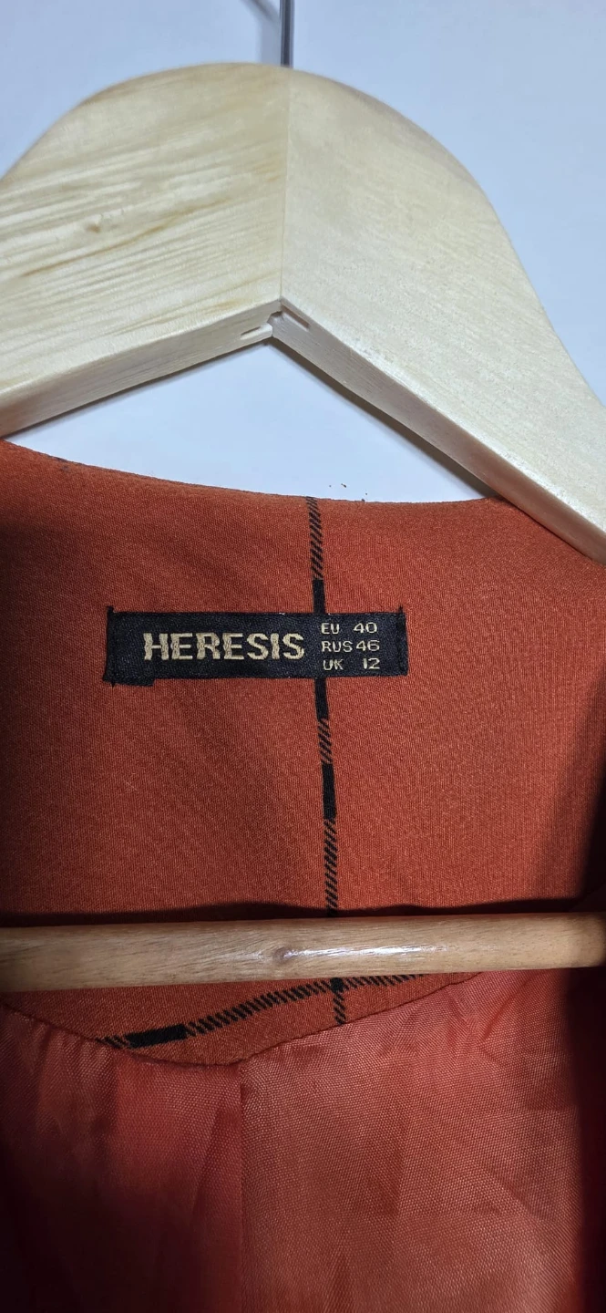 HERESIS Orange Plaid Vest - Size UK 12 - photo 4